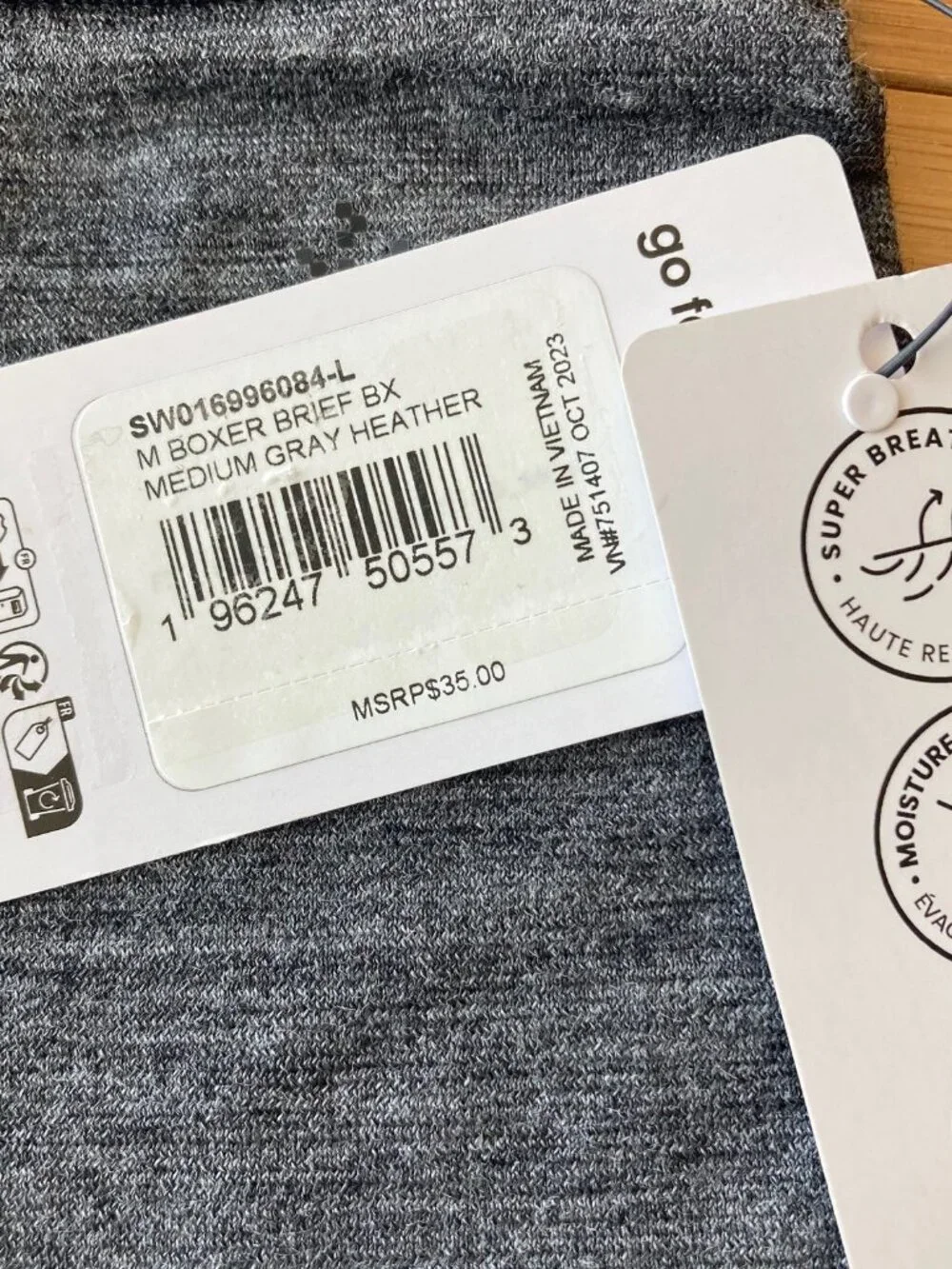 Smartwool Active Boxer Brief Merino Wool Mens Large L Gray Heather NWT
